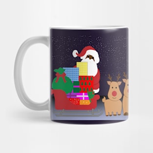 sleigh black santaclaus christmas reindeer Mug